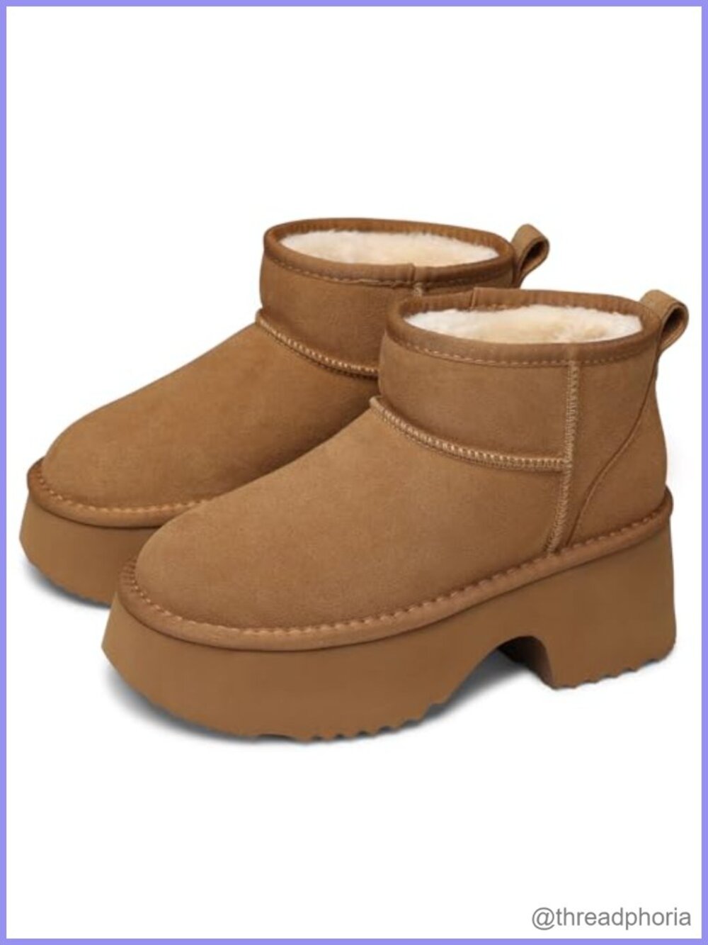 Womens Genuine Suede Leather Winter Ankle Snow Boots Platform